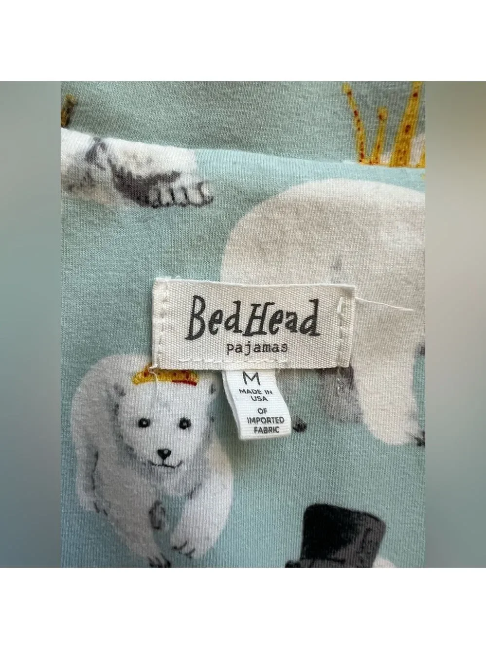 BedHead Pajamas M Organic Cotton Polar Bear Print Made USA